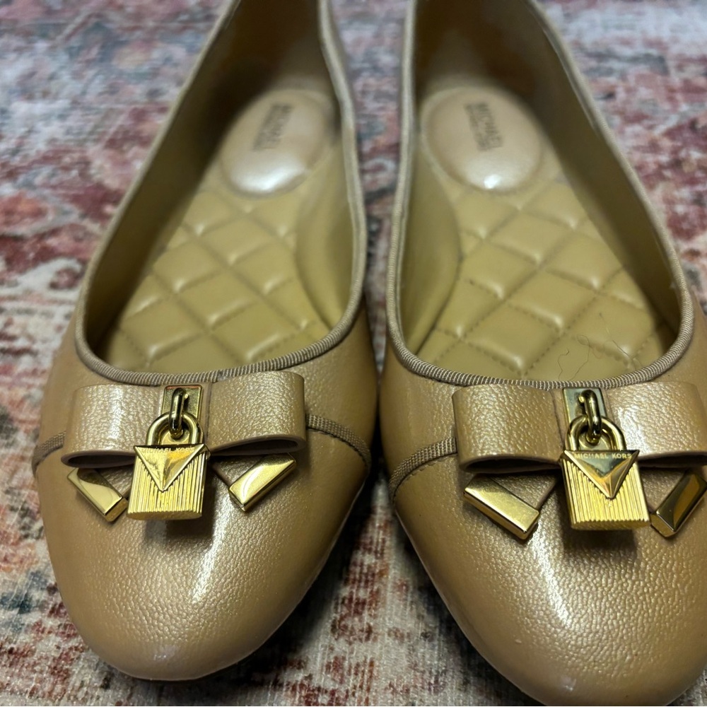 Michael Kors Gold Accent Tan Flats